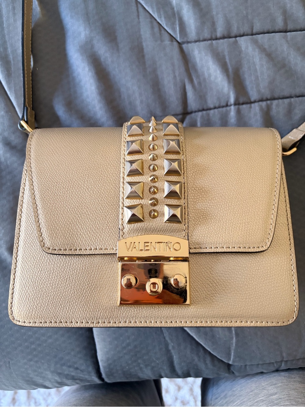 Valentino Metallic Gold Rockstud Crossbody Bag